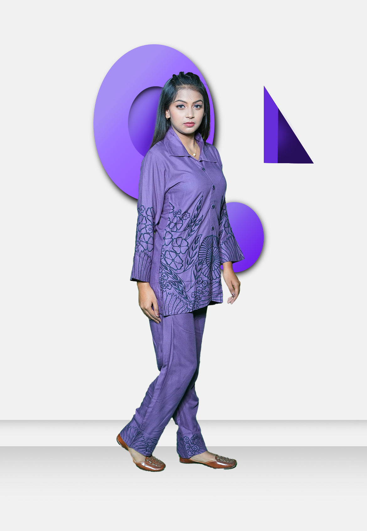VAMIKA PURPLE FANCY HEAVY RAYON READYMADE WESTERN CORD SET