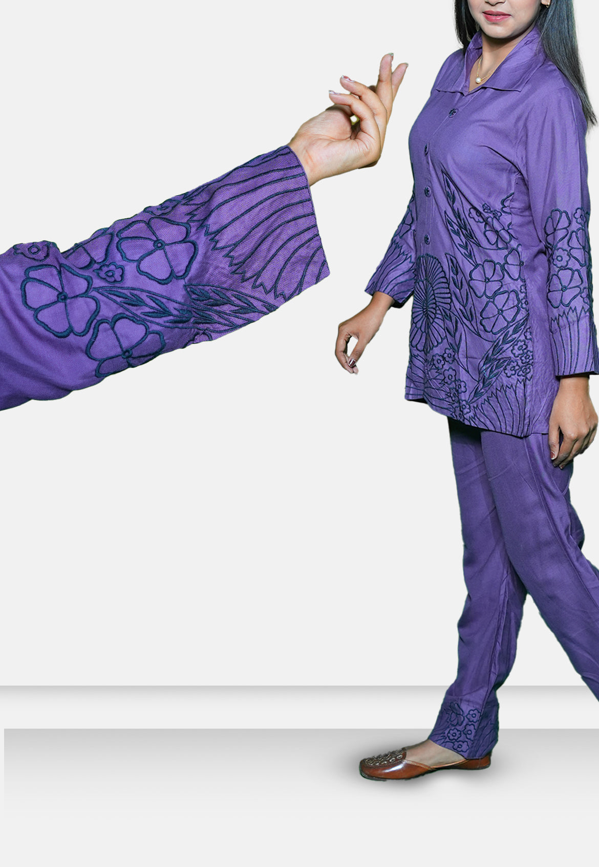 VAMIKA PURPLE FANCY HEAVY RAYON READYMADE WESTERN CORD SET