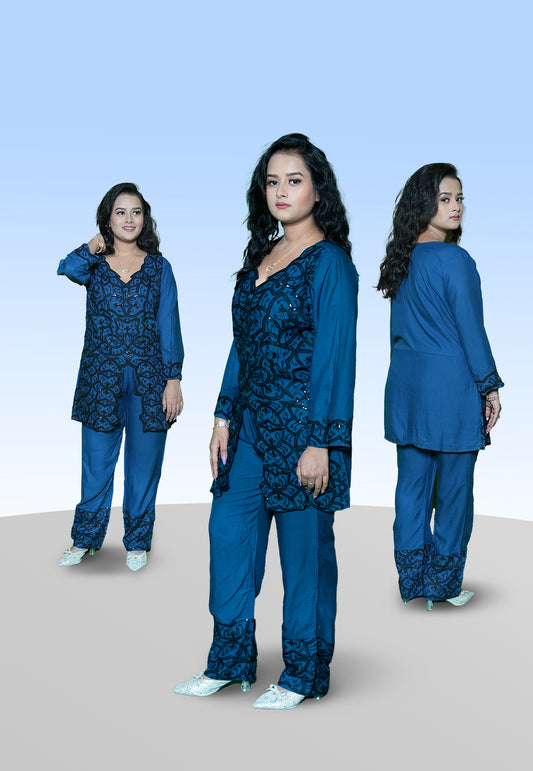 VAMIKA FANCY HEAVY RAYON READYMADE WESTERN CORD SET